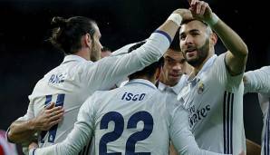 Das neue Traum-Trio bei Real Madrid? Gareth Bale, Karim Benzema und Isco als BBI beim Torjubel.