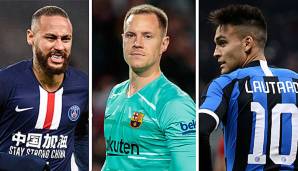 Viele Personalien, viel Ungewissheit: Holt Barca Neymar (l.) und Lautaro Martinez (r.)? Und was wird aus Marc-Andre ter Stegen (M.)?