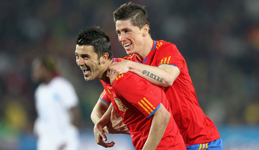 Trifft David Villa (l.) auch gegen Chile?