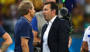 Klinsmann (l.) und Wilmots scheinen sich zu verstehen