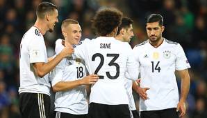 Die Spieler des DFB-Teams freuen sich über die erfolgreiche WM-Qualifikation