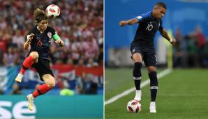 Luka Modric (l.) vs. Kylian Mbappe: Wer drückt dem Endspiel seinen Stempel auf?