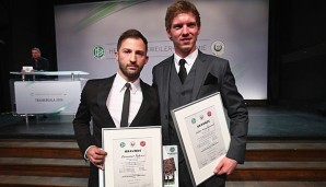 Domenico Tedesco (l.) schloss den Trainerlehrgang mit besserer Note als Nagelsmann ab