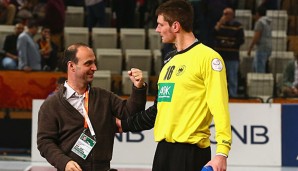 Bob Hanning (l.) konnte sich über die Leistungen von Carsten Lichtlein bei der WM freuen