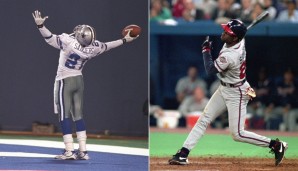 DEION SANDERS: Noch ein Baseball-Football-Hybrid! "Prime Time" wurde in der NFL zum Superstar und gab darüber hinaus neun Jahre lang den Teilzeit-Baseballer. Sanders ist der einzige, der in Super Bowl UND World Series zum Einsatz kam