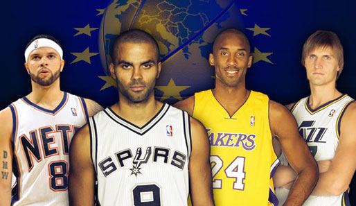 Go Europe: Deron Williams, Tony Parker, Kobe Bryant, Andrei Kirilenko (v.l.)