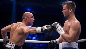 Arthur Abraham (l.) ließ Tim-Robin Lihaug beim K.o.-Sieg keine Chance