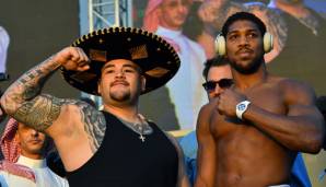 Präsentierte sich in Unterhemd und Sombrero: Weltmeister Andy Ruiz Jr. (l.).