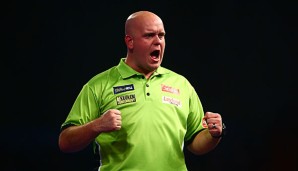 Michael van Gerwen im Spiel gegen Ian White im ersten Leg der Neundarter