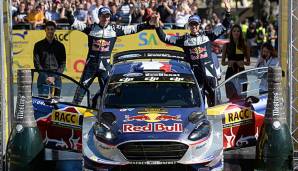 Sebastian Ogier und sein Co-Pilot Julien Ingrassia feiern ihren Sieg