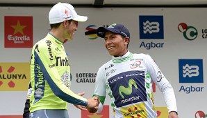 Alberto Contador (l.) konnte vier Sekunden auf Nairo Quintana (r.) rausfahren