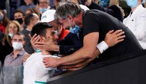 Novak Djokovic feiert mit Goran Ivanisevic aus seinem Trainerteam: Der Kroate war als Spieler ein absoluter Aufschlag-Gigant.