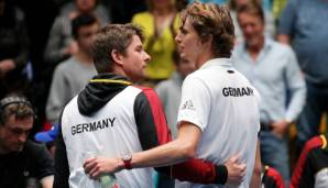 Davis-Cup-Kapitän Michael Kohlmann mit Alexander Zverev.