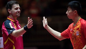 Timo Boll und Ma long hatten in ihrem ersten Spiel nur wenig Mühe