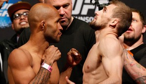 Demetrious "Mighty Mouse" Johnson (l.) will seinen Titel gegen Ali Bagautinov verteidigen