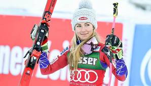 Mikaela Shiffrin feiert ihren Sieg im Weltcup