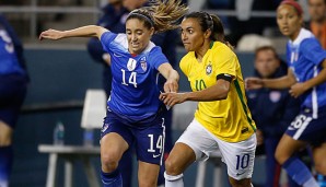 Auf Brasiliens Topstar Marta (r.) lastet ein gewaltiger Erfolgsdruck