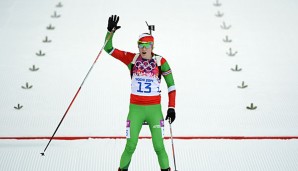 Darya Domracheva schießt im 15 km-Einzelrennen nur einemal daneben