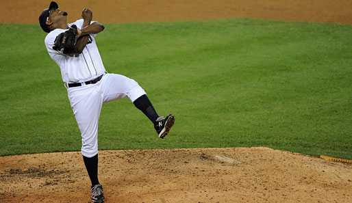 Papa Grande! Closer Jose Valverde sicherte den Tigers-Sieg mit seinem 52. Save der Saison