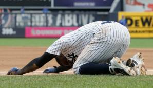 Didi Gregorius prallte gegen Toronto mit Kendrys Morales zusammen und verletzte sich an der Ferse.