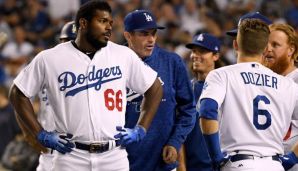 Yasiel Puig (l.) wurde für zwei Spiele von der Liga gesperrt.