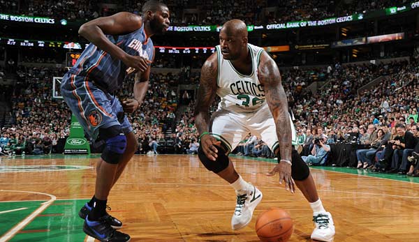 Auch mit mittlerweile 38 Jahren ist Shaquille O'Neal (r.) noch Leistungsträger bei den Celtics