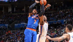 Carmelo Anthony (l.) verlor das Duell mit Kevin Durant deutlich