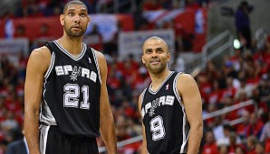 Tim Duncan (l.) und Tony Parker kommen im Oktober nach Deutschland