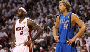 LeBron James (l.) und Dirk Nowitzki hoffen auf eine Verkürzung der Regular Season