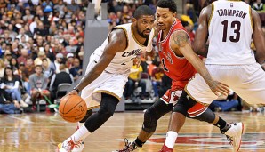 Kyrie Irving (l.) und Derrick Rose lieferten sich ein spannendes Duell