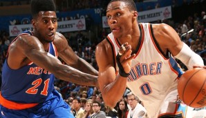 Russell Westbrook (r.) legte ein spektakuläres Comeback hin