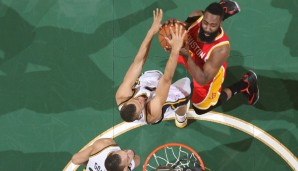 James Harden (r.) und die Rockets erwischten einen schwachen Tag gegen Utah