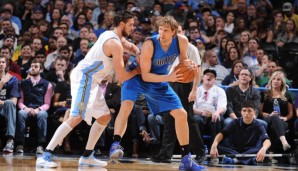 Dirk Nowitzki (r.) war mit 25 Punkten Top-Scorer der Mavs, Gallinari holte sagenhafte 47 Zähler