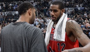 Spielen in der kommenden Saison zusammen: Tim Duncan (l.) und LaMarcus Aldridge (r.)