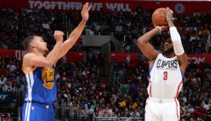 Stephen Curry (l.) siegte im Point-Guard-Duell gegen Chris Paul