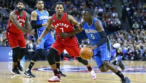 Vicotor Oladipo (r.) und Kyle Lowry lieferten sich packende Duelle in London