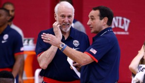 Gregg Popovich (l.) in der "Lehre" bei Team-USA-Coach Mike Krzyzewski