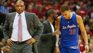 Head Coach Doc Rivers mit seinen Stars Chris Paul und Blake Griffin