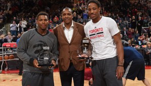 Masai Ujiri mit seinen besten Spielern Kyle Lowry und DeMar DeRozan