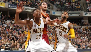 Myles Turner (l.) hat gegen die Cavaliers bisher einen schweren Stand