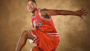 2008: Die Pose verwirrt, aber Nr.1-Pick Derrick Rose war früher mal ein etwas fröhlicherer Typ - vor seinen zahlreichen Verletzungen.