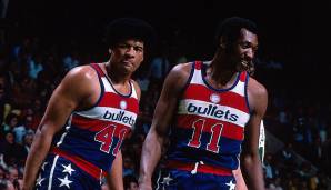 Platz 9: Wes Unseld und Elvin Hayes waren dank der Bullets-Trikots auch modisch ganz weit vorne - und gewannen 1978 die Championship!