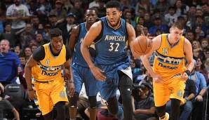 Platz 25: Karl-Anthony Towns (Minnesota Timberwolves) am 28.12.2016 - Alter: 21 Jahre, 43 Tage - 15 Punkte, 11 Rebounds, 10 Assists gegen die Denver Nuggets.