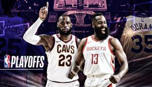 LeBron James, James Harden, Ben Simmons und Kevin Durant freuen sich auf die Playoffs.