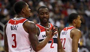 John Wall (rechts) und Bradley Beal (links) könnten bei möglichen Trade-Verhandlungen der Washington Wizards offenbar doch eine Rolle spielen..