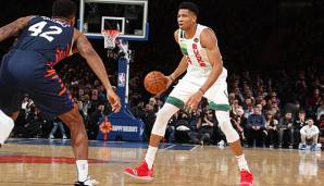 Giannis Antetokounmpo verbuchte gegen die New York Knicks ein Double-Double.