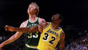 Platz 1: LARRY BIRD vs. MAGIC JOHNSON - Schon am College lieferten sich die beiden das erste Duell, als Magic Michigan State zum Titelgewinn über Birds Indiana State führte. In der NBA liefen sie dann für die Rivalen aus Boston und L.A. auf.