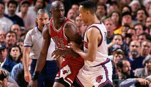 Platz 7: MICHAEL JORDAN vs. JOHN STARKS - Starks stand sinnbildlich für die Riley-Knicks. Undrafted, harte Kindheit, unglaublich tough. Trash Talk und harte Fouls gegen MJ waren an der Tagesordnung.