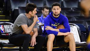 Werden sich Klay Thompson (r.) und Teampräsident Bob Myers auf eine Verragsverlängerung einigen?