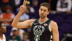 Platz 19: Pau Gasol (Milwaukee Bucks, Alter: 38) - Status: Unrestricted / Gehalt 2018/19: 17,1 Mio. Dollar / Stats: 3,9 Punkte, 46,2% 3FG